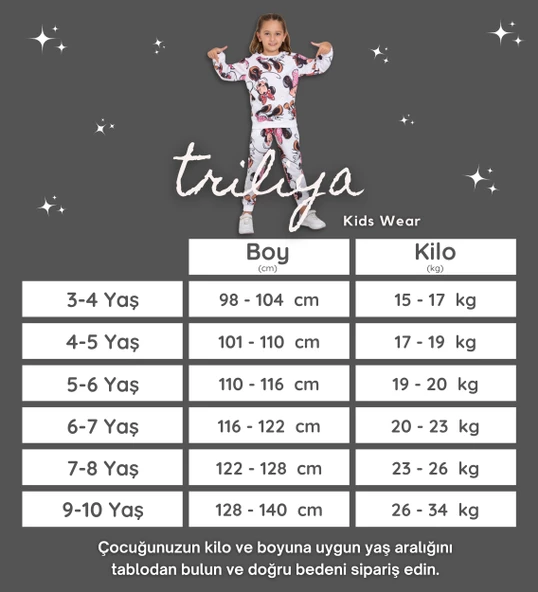 Triliya-Kız Çocuk Dijital Baskı Mevsimlik Eşofman Takımı- 3-10 Yaş - 5