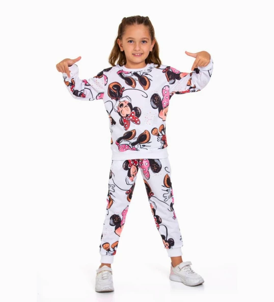 Triliya-Kız Çocuk Dijital Baskı Mevsimlik Eşofman Takımı- 3-10 Yaş - 2
