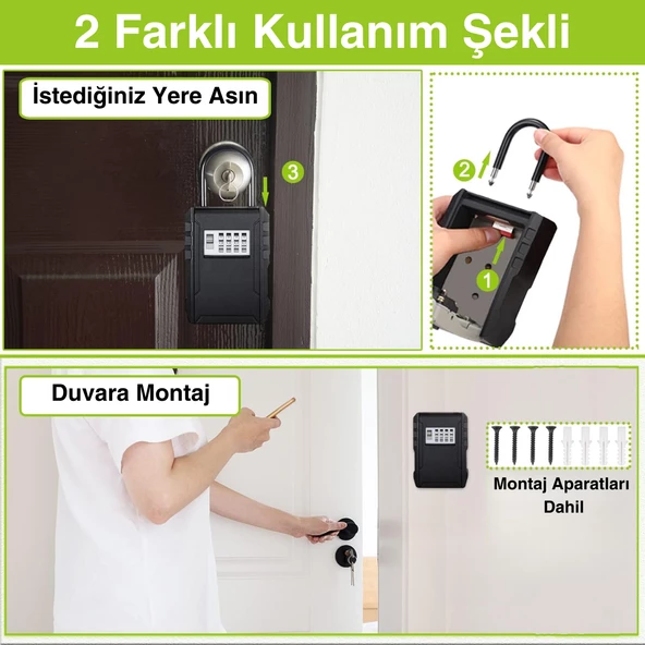 Askılı 4 Haneli Şifreli Anahatar Dolabı Şifreli Anahtar Kasası Airbnb Anahtar Dolabı Çelik Şifreli Anahtar Kutusu - 5