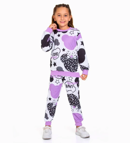 Triliya-Kız Çocuk Dijital Baskı Mevsimlik Eşofman Takımı- 3-10 Yaş - 4