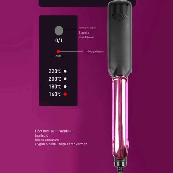 QASUL Seramik Kaplı 4 Sıcaklık ayarı İyon Teknolojili Saç Şekillendirme Cihazı, Saç Düzleştirici - 2