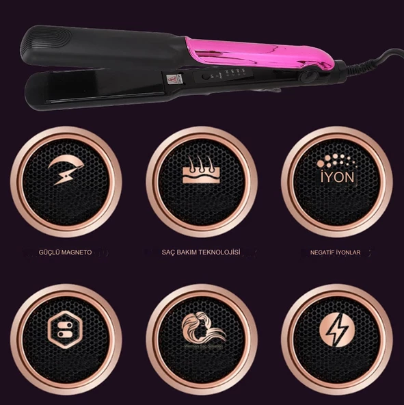QASUL Seramik Kaplı 4 Sıcaklık ayarı İyon Teknolojili Saç Şekillendirme Cihazı, Saç Düzleştirici - 6