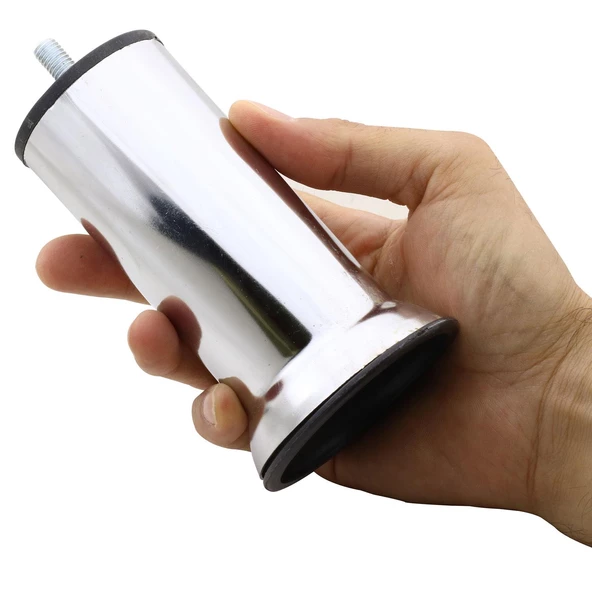Metal Krom (12 cm) Baza Koltuk Kanepe Mobilya Yatak Çekyat Ayağı Ince Diş M8 Metrik Ayakları 20 Adet - 5