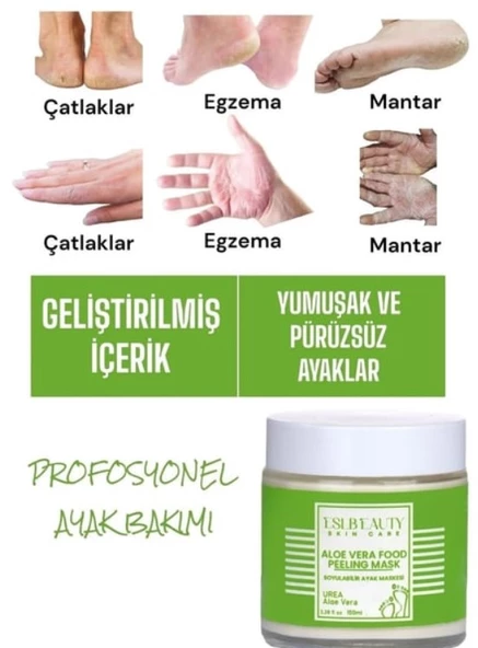 Soyulabilir Ayak Maskesi Peeling Etkili Ölü Deri Ve Çatlaklar İçin Aloe Vera Özlü 100ml - 2