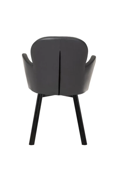 markadizayn SİYAH METAL AYAKLI SALON/MUTFAK SANDALYESİ KOLLUKELEBEK (DERİ) - Resim 4