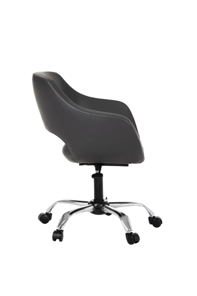 markadizayn Krom Metal Ayaklı Ofis Çocuk Odası Çalışma Sandalyesi (ayarlanilabilir) DERİ CİERVO - 3