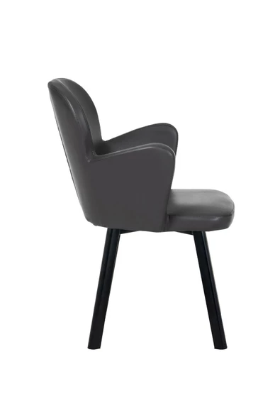 markadizayn SİYAH METAL AYAKLI SALON/MUTFAK SANDALYESİ KOLLUKELEBEK (DERİ) - Resim 3