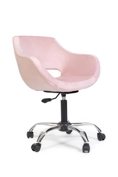 markadizayn Krom Metal Ayaklı Ofis Çocuk Odası Çalışma Sandalyesi (AYARLANILABİLİR) Pembe - 2