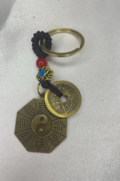 Feng Shui Yin Yan Bereket Şans Mutluluk Ejderha Çin Paralı Feng Sui Pagoda Anahtarlık - 4