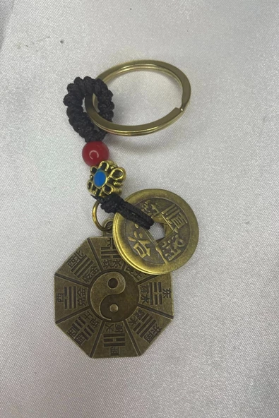 Feng Shui Yin Yan Bereket Şans Mutluluk Ejderha Çin Paralı Feng Sui Pagoda Anahtarlık - 5