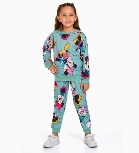 Triliya-Kız Çocuk Dijital Baskı Mevsimlik Eşofman Takımı- 3-10 Yaş - 3