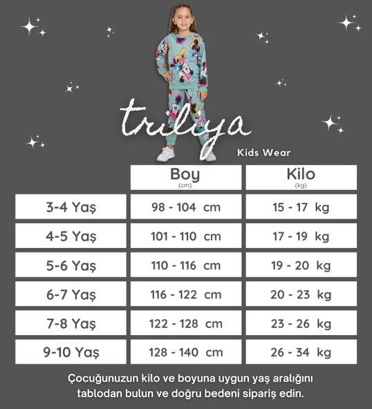 Triliya-Kız Çocuk Dijital Baskı Mevsimlik Eşofman Takımı- 3-10 Yaş - 5