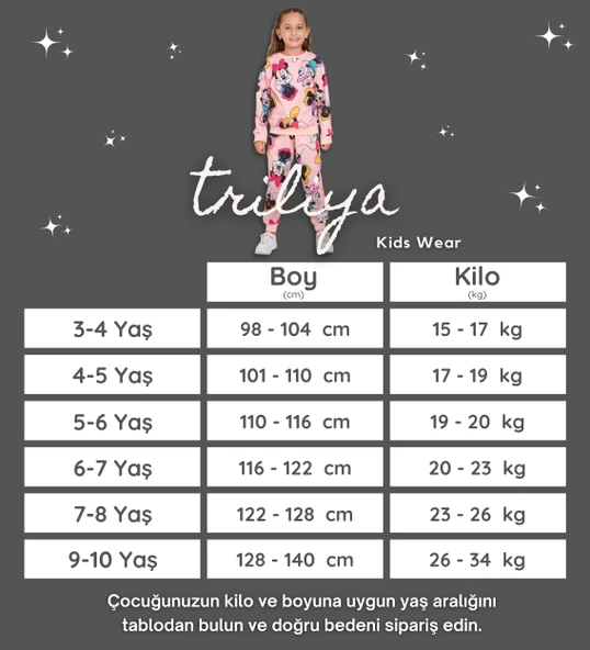 Triliya-Kız Çocuk Dijital Baskı Mevsimlik Eşofman Takımı- 3-10 Yaş - 10