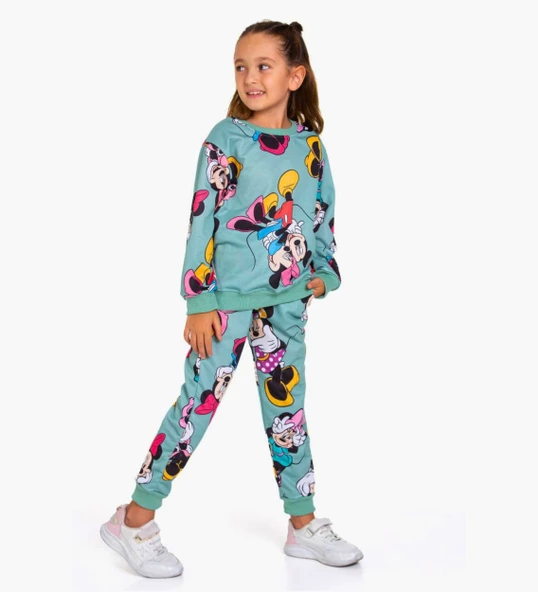 Triliya-Kız Çocuk Dijital Baskı Mevsimlik Eşofman Takımı- 3-10 Yaş - 2