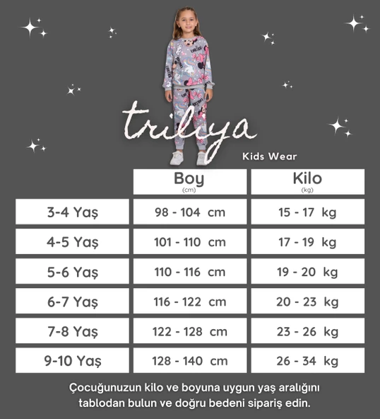 Triliya-Kız Çocuk Dijital Baskı Mevsimlik Eşofman Takımı- 3-10 Yaş - 5