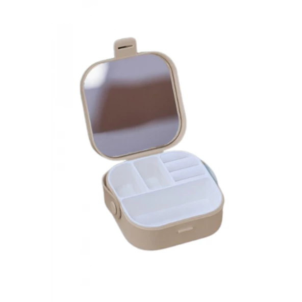 Piev House By House Çanta İçi Aynalı Mini Makyaj Takı Kutusu Cappuccino - 5