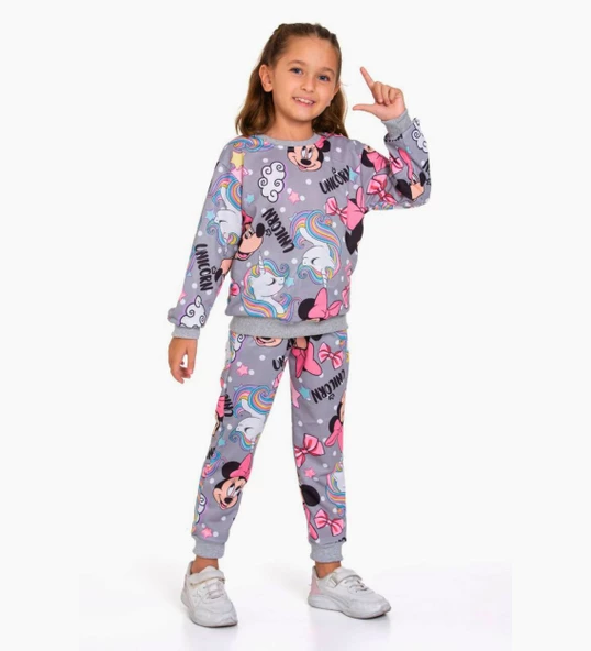 Triliya-Kız Çocuk Dijital Baskı Mevsimlik Eşofman Takımı- 3-10 Yaş - 2
