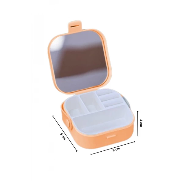 Piev House By House Çanta İçi Aynalı Mini Makyaj Takı Kutusu Turuncu - 4