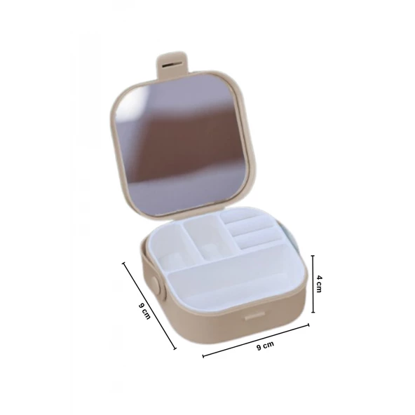 Piev House By House Çanta İçi Aynalı Mini Makyaj Takı Kutusu Cappuccino - 4