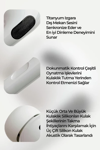 QASUL Bluetooth Kulaklık LCD Tam Renkli Akıllı Ekran Dokunmatik Ekran ANC Gürültü Azaltma Kablosuz TWS Kulaklık - 4