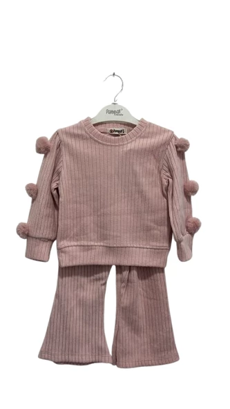 uğurböceğiçocuk Kolu Ponponlu Fitilli 2'li Kız Çocuk Takım 6195 - 4