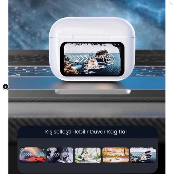 QASUL Bluetooth Kulaklık LCD Tam Renkli Akıllı Ekran Dokunmatik Ekran ANC Gürültü Azaltma Kablosuz TWS Kulaklık - 9