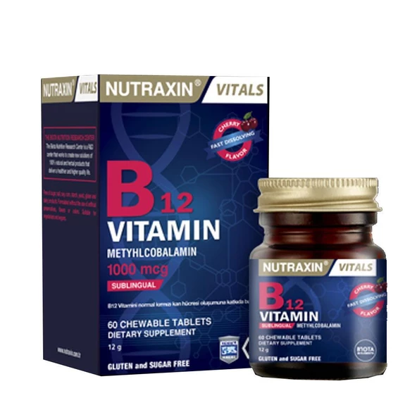 Nutraxin B12 Vitamin 1000mcg Sublingual 60 Tablet ürün görseli