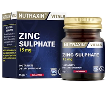 Nutraxin Zinc Sulphate 15mg 100 Tablet ürün görseli