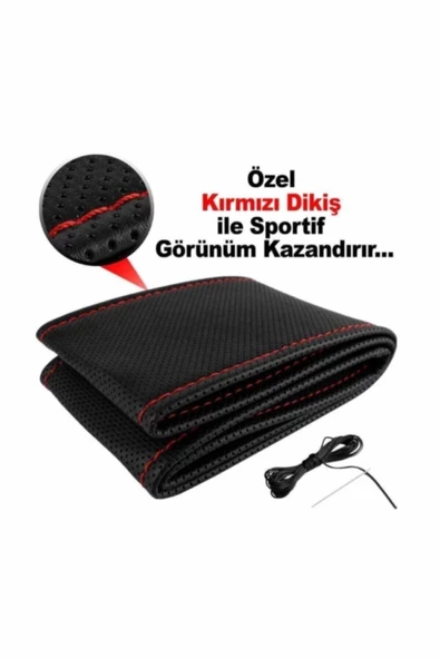 clean stoff clean stoff Renault Latitudeuyumlu Dikmeli Direksiyon Kılıfı Noktalı Siyah Deri - 3