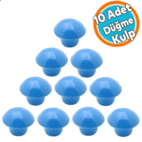10 Adet Düğme Kulp Mutfak Çekmece Bebek Çocuk Genç Odası Dolap Kapak Kulpu Kulbu Mavi Metal Kulp ürün görseli