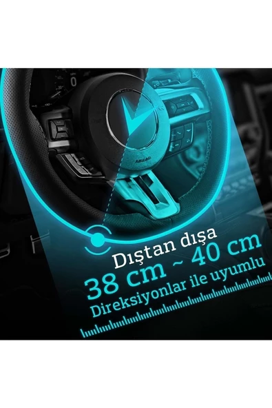 1araba1ev 1araba1ev Mini Cooper Siyah Dikmeli Direksiyon Kılıfı - 6