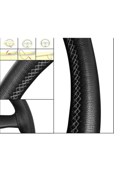 AYAZGURUP AYAZGURUP Mini Cooper S Dikmeli Direksiyon Kılıfı Siyah Düz ( Ultra Lüx ) - Resim 2