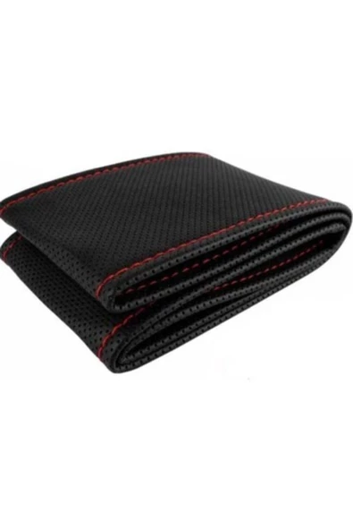 AYAZGURUP AYAZGURUP Volvo C70 Uyumlu Dikmeli Direksiyon Kılıfı Siyah Noktalı (kırmızı Dikişli) - Resim 2