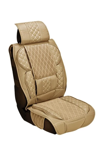 Şentürk Şentürk Fiat Doblo Oto Koltuk Kılıfı Seti Yüksek Kalite Deri - Ortopedik (Ön-Arka Komple Takım) Krem ürün görseli 1