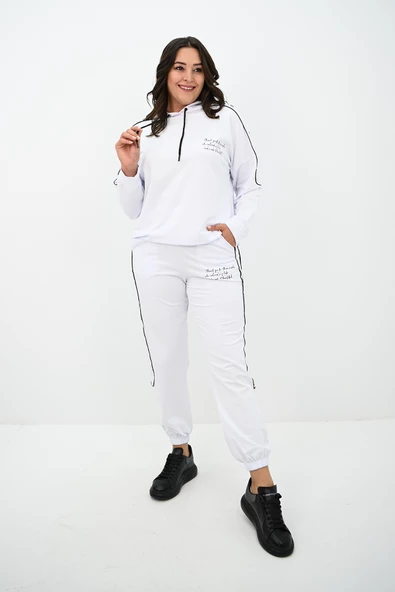 Kadın Büyük Beden Aksesuar Çıtçıt Detaylı Eşofman Takımı 8144-25 - 3