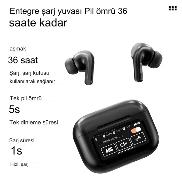Bluetooth Kablosuz Kulaklık LCD Ekranlı Tüm Bildirimleri Ekran Üzerin de Görme Ve Yönlendirme Arama - 7