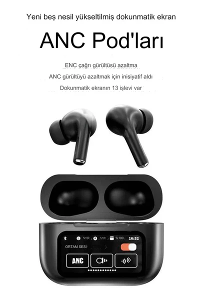 Bluetooth Kablosuz Kulaklık LCD Ekranlı Tüm Bildirimleri Ekran Üzerin de Görme Ve Yönlendirme Arama - 3
