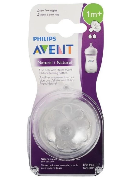 Philips Avent Biberon Emziği Natural | 1 Ay+, 2 Delik, 2 Adet