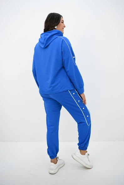 Kadın Büyük Beden Aksesuar Çıtçıt Detaylı Eşofman Takımı 8144-25 - 11