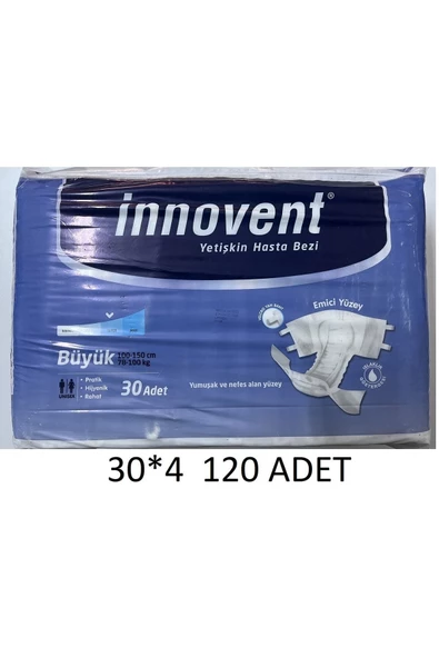 İNNOVENT Ekonomik Büyük Boy (large) 120 Adet Belbantlı Hasta Bezi