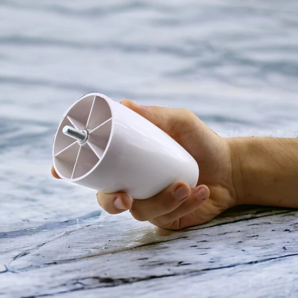 Oval Plastik Ayak 12 cm Mobilya Yükseltici Sehpa Kanepe TV Ünitesi Koltuk Ayağı Baza Ayakları Beyaz - Resim 2