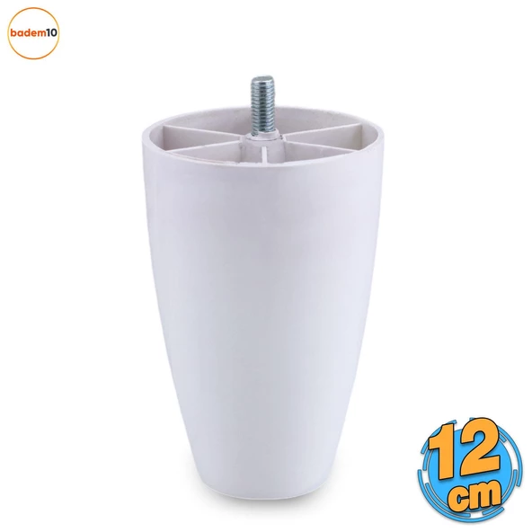Oval Plastik Ayak 12 cm Mobilya Yükseltici Sehpa Kanepe TV Ünitesi Koltuk Ayağı Baza Ayakları Beyaz ürün görseli