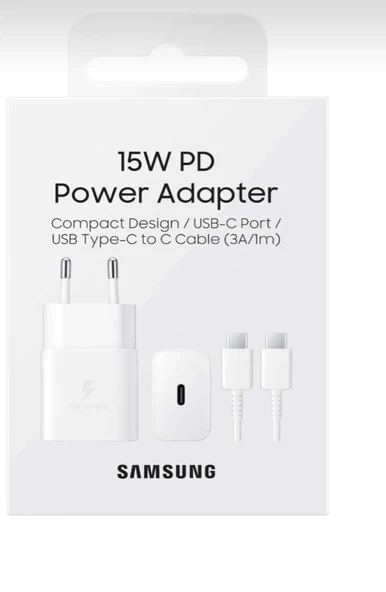 SAMSUNG USB-C 15W HIZLI ŞARJ ADAPTÖRÜ + USB-C KABLO(SAMSUNG TÜRKİYE GARANTİLİ)