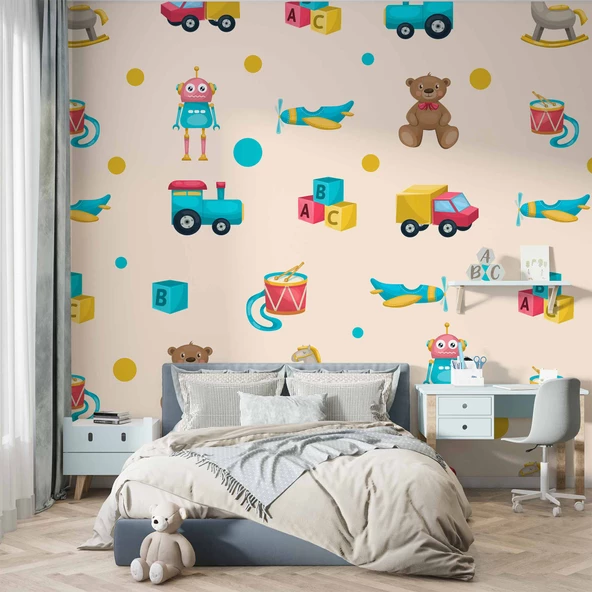 Oyuncak Temalı Çocuk Odası Duvar KağıdıBaskı - Resim 5