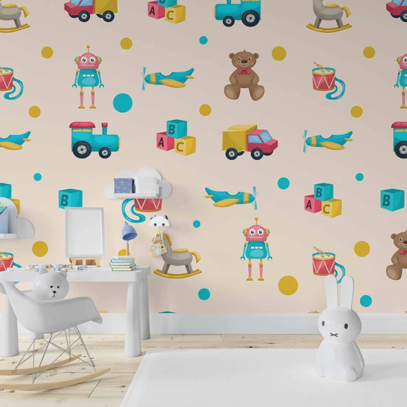 Oyuncak Temalı Çocuk Odası Duvar KağıdıBaskı - Resim 2