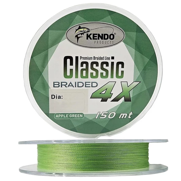 Kendo Classic 150m 4x 4 Kat Örgü İp Olta Misinası Apple Green - 5