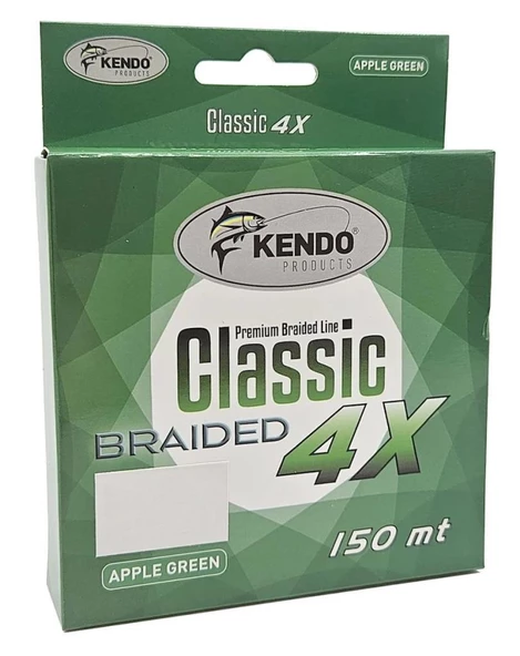 Kendo Classic 150m 4x 4 Kat Örgü İp Olta Misinası Apple Green