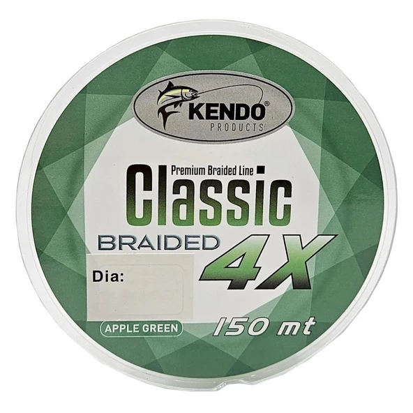 Kendo Classic 150m 4x 4 Kat Örgü İp Olta Misinası Apple Green - 2