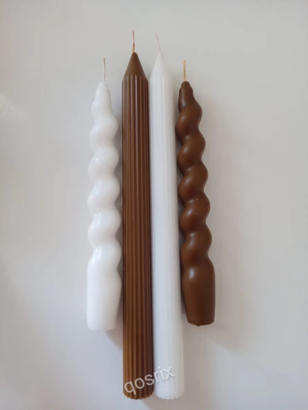 qosrix 4'lü Çok 4 Renkli Italyan Burgulu Şamdan Soya Mumu Doğal Kokulu Uzun Çubuk Konik Burgu Spiral Mum ürün görseli