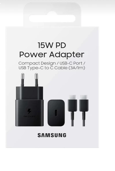 SAMSUNG USB-C 15W HIZLI ŞARJ ADAPTÖRÜ + USB-C KABLO(SAMSUNG TÜRKİYE GARANTİLİ)